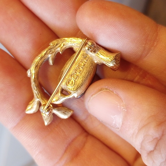 Vintage Signed Emmons Lucite Owl Red Rhinestone Eyes Tiny - Picture 4 of 4